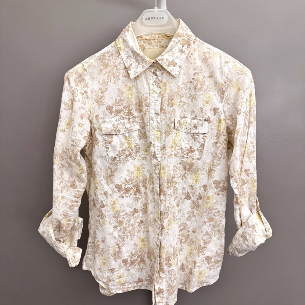 Denver Hayes Floral Pattern Boho Casual Hippie Button Down Shirt Blouse Medium - Picture 2 of 15